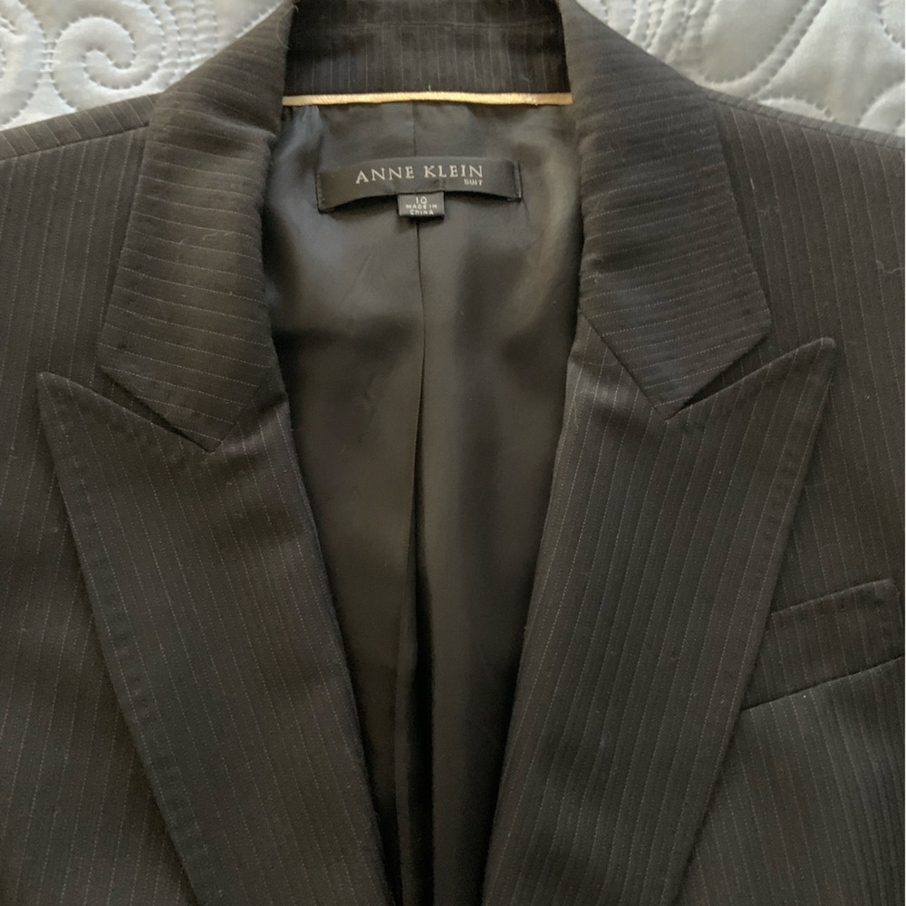 Anne Klein business suit black pin stripe